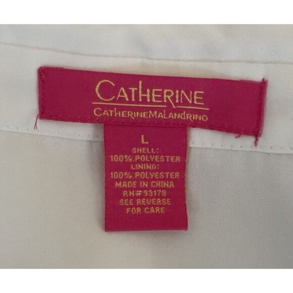 Catherine Malandrino Ivory Collared Long Sleeve Button Up Blouse Women's Sz L - Picture 9 of 11